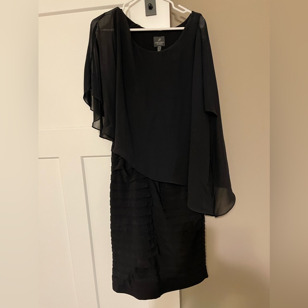 Adrianna Papell Chiffon Drape Overlay Dress Sz 12. EUC